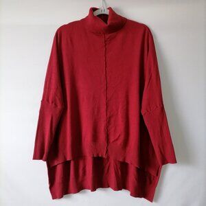 Mains Trip Womens Red Long Sleeve Turtleneck Oversized Tunic Sweater Size Medium